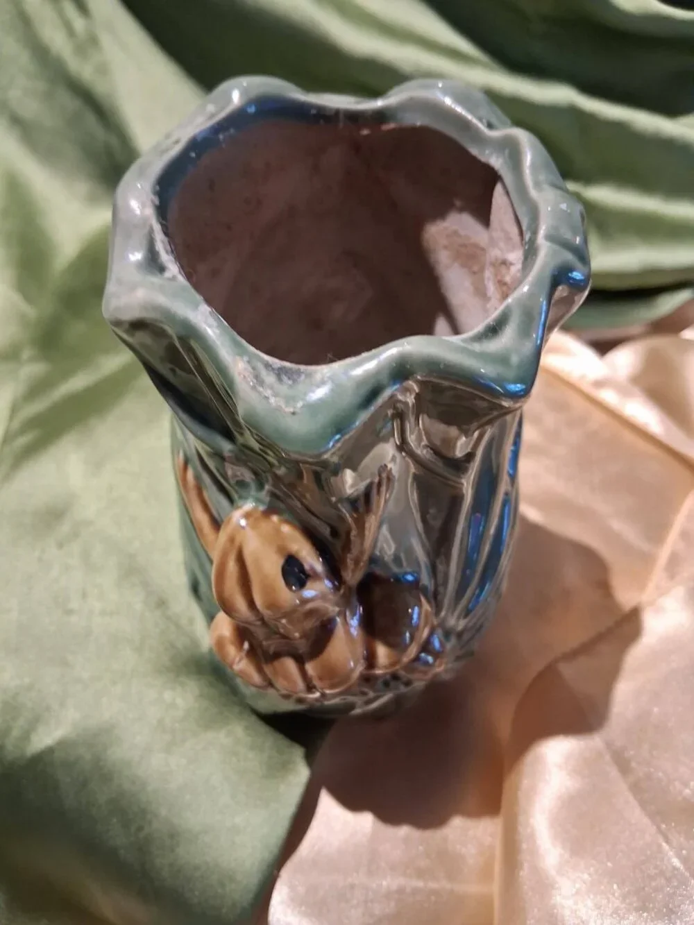 Vintage Inarco Japan Ceramic Frog & Lily Pad Planter / Vase (Mold #S228) 1960s